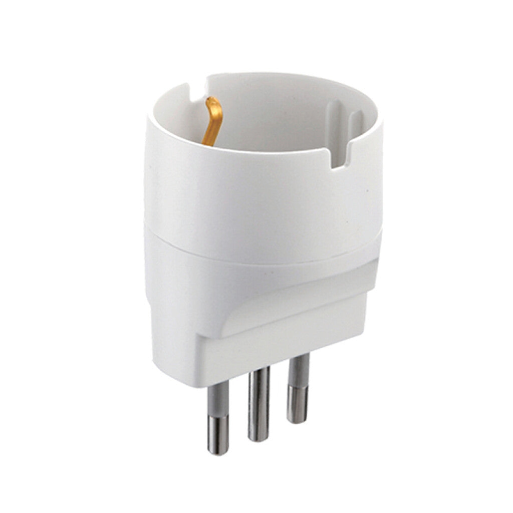 Adaptador 3 en línea a schuko, blanco -Electraline - M31145