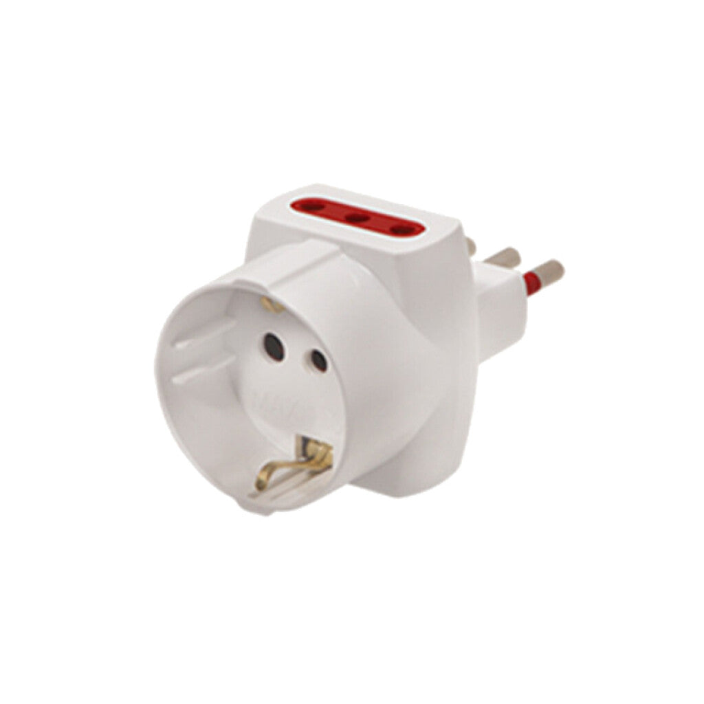 Adaptador ficha 2P+T y 1 schuko + 2 tres en línea - C84530