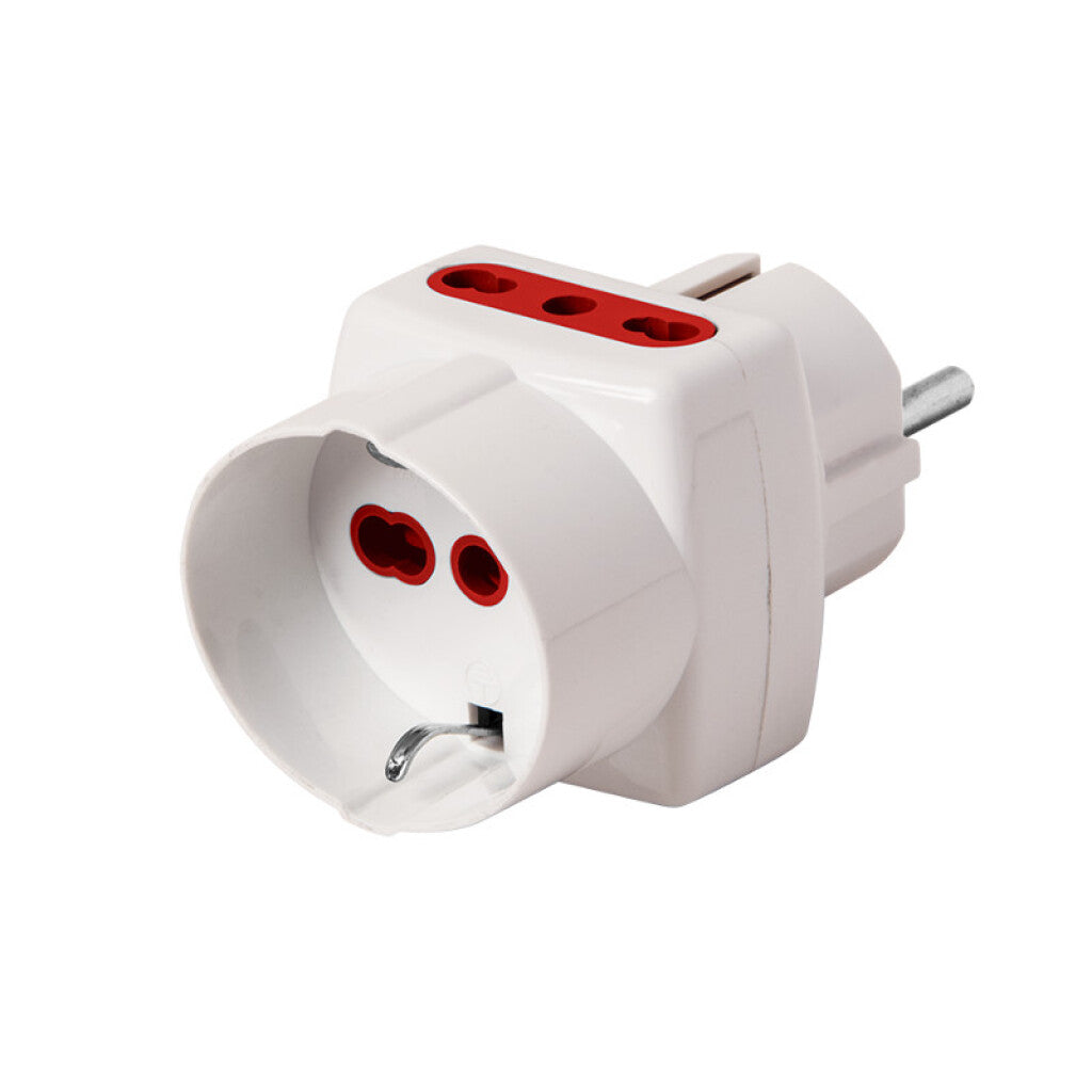 Adaptador schuko c/1 schuko + 2 x 3 en línea - C84544