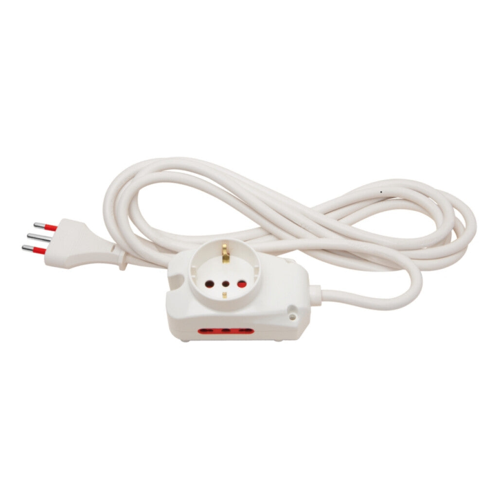 Alargue 3L c/1 schuko + 2 x 3L 5 mts. blanco - E18250