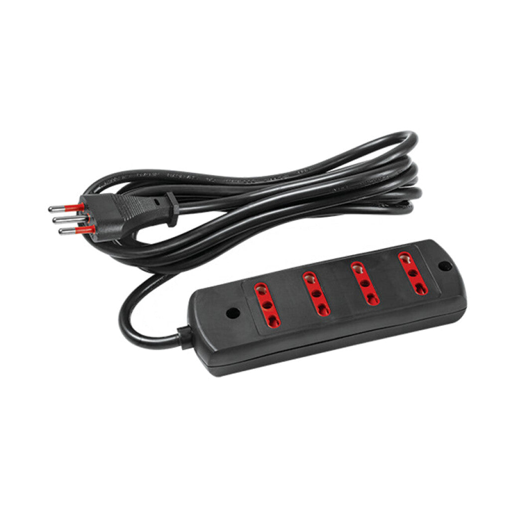 Alargue 3L c/4 tomas bipaso 3 mts. negro - E18260N