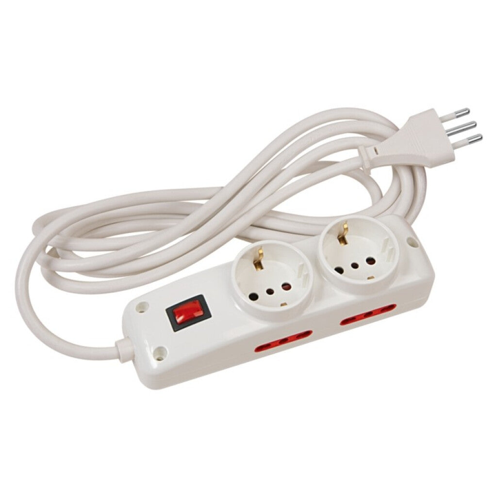 Alargue 3L con 2 schuko + 4 x 3L c/ int. 5m blanco - E18257
