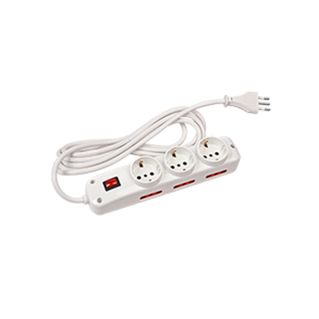 Alargue 3L con 3 schuko + 6 x 3L c/ int. 3m blanco - E18258