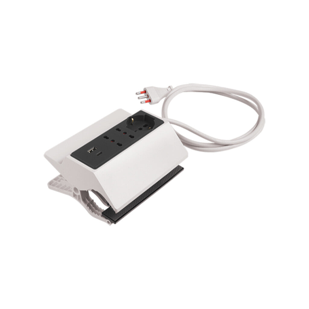Alargue pinza ficha 3L, SCH+2(Bipaso)+(USB A+C) - E18274