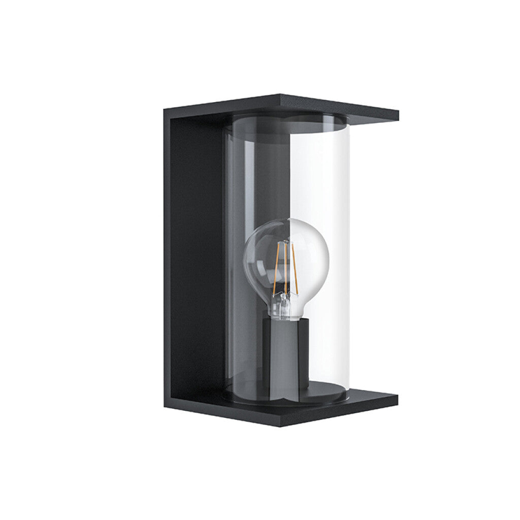 Aplique de pared negro difusor de vidrio E27 IP54 - EG0466