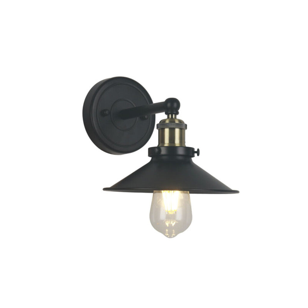 Aplique fijo pared cónico metal negro/dorado 1E27 - IX9250