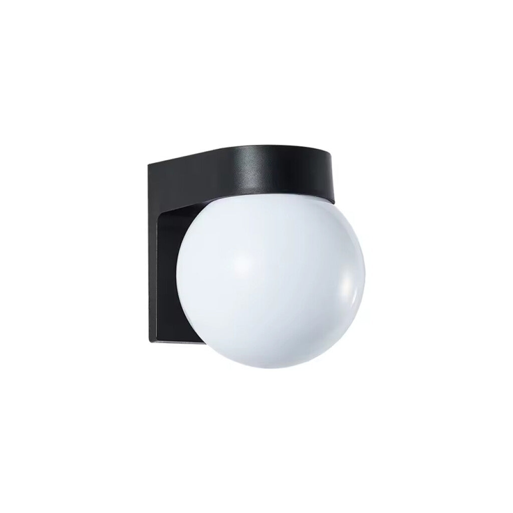 Aplique LED pared negro globo opal 3W cálido IP65 - IX4538