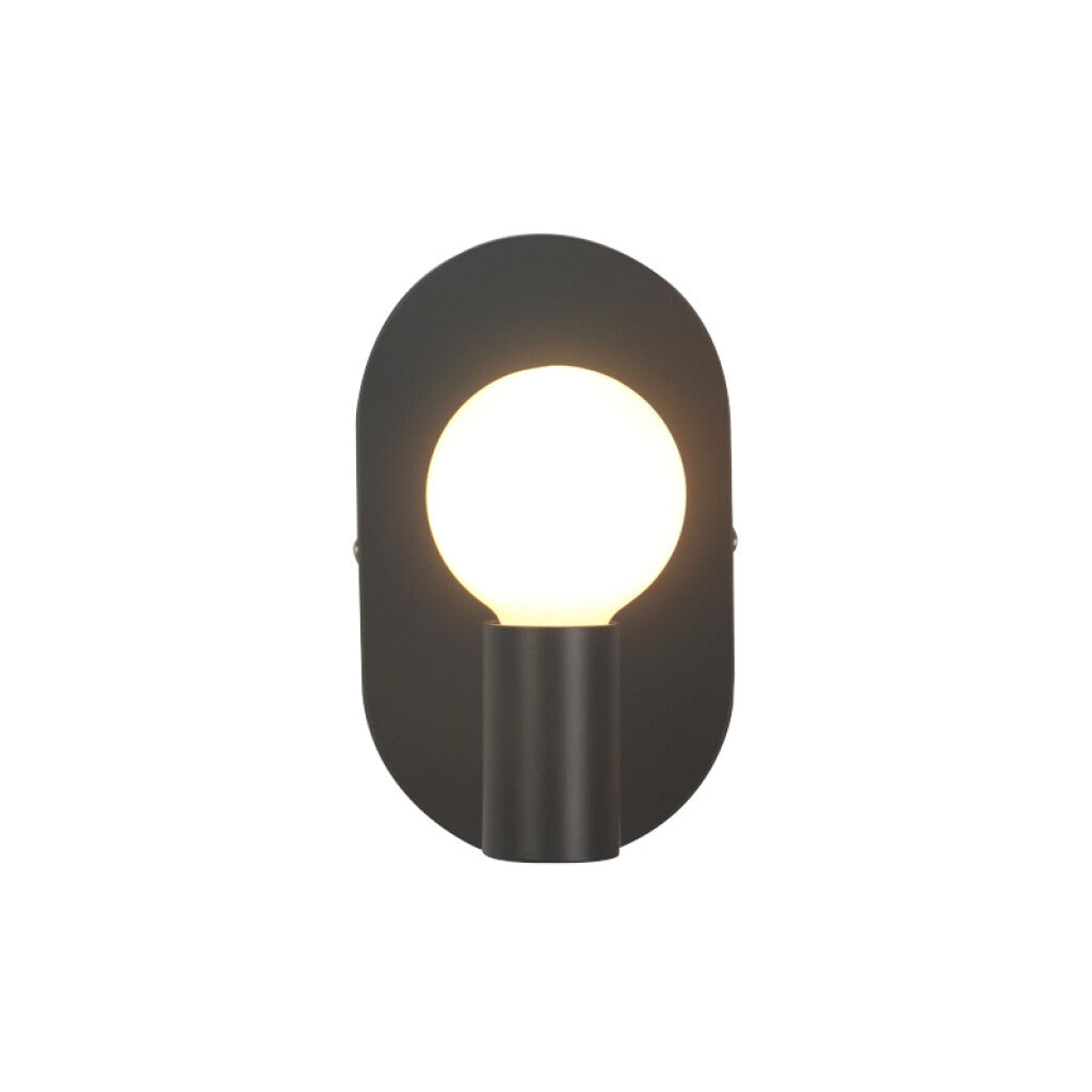 Aplique pared acero negro globo vidrio opal E27 - IX9287