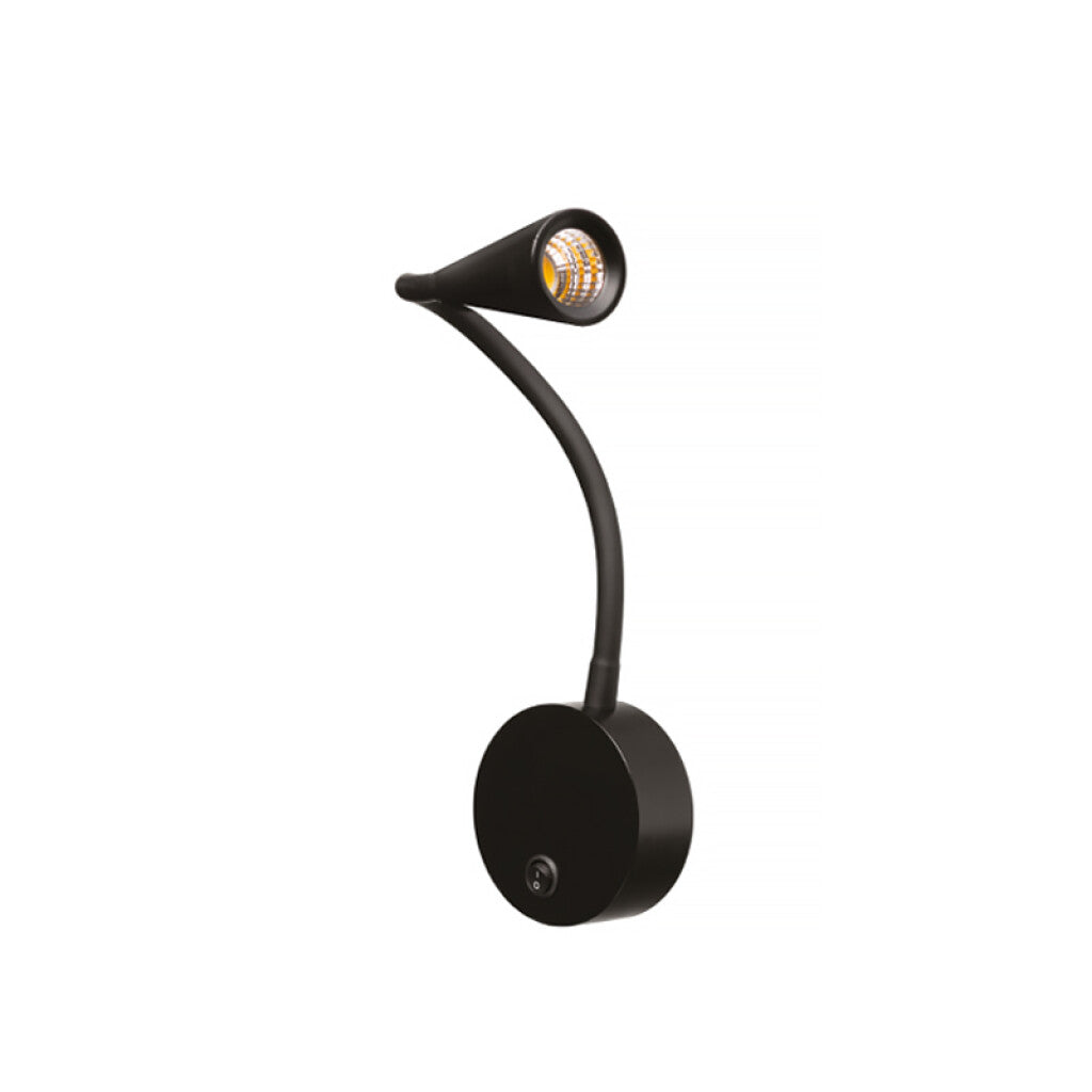 Aplique pared LED brazo flexible negro 3W cálido VK-WALLER - VK0154