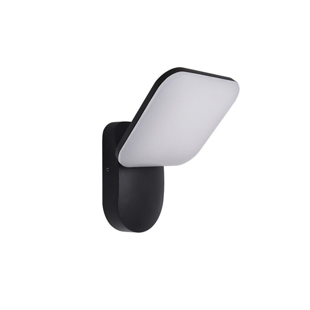Aplique pared led negro 12W cálida 840lm 120° IP65 - ZU0350