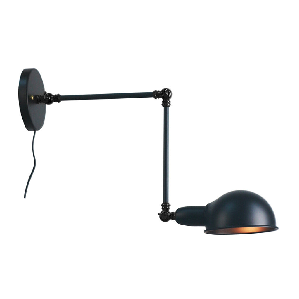 Aplique pared metal negro articulado E27 Ø145mm - IX9254