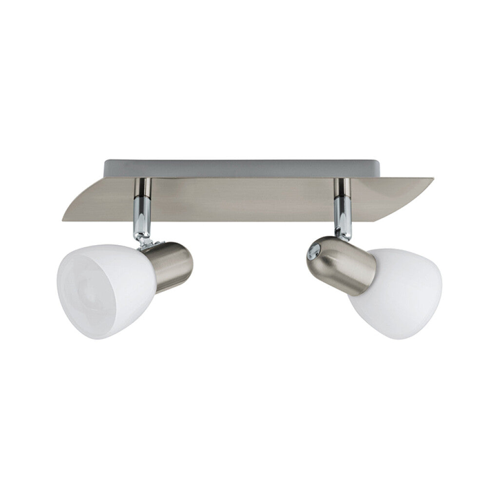 Aplique pared níquel 2xE14 pantalla vidrio opal - EG6178