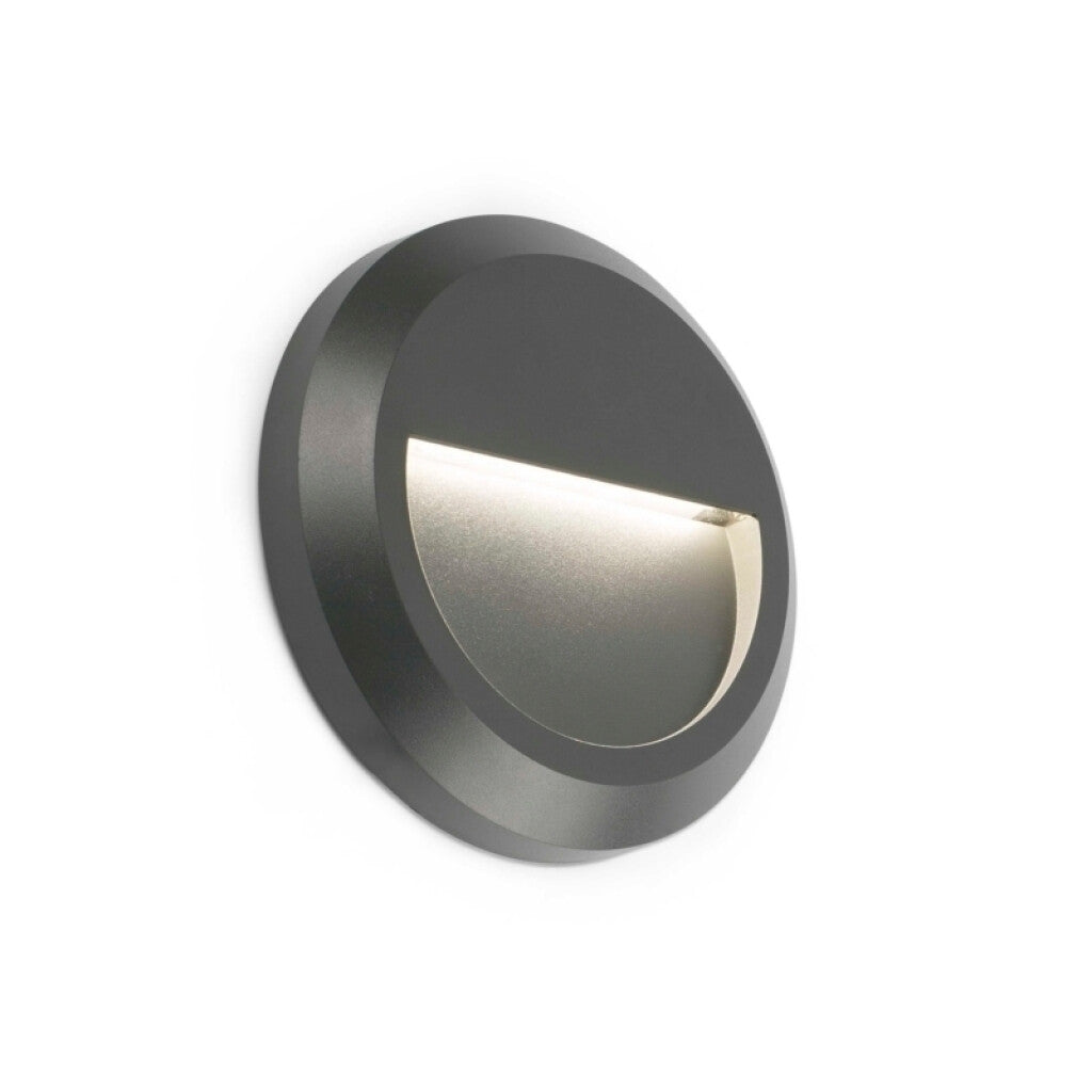 Aplique redondo gris LED 1W luz cálida Ø150mm IP65 - FA2064