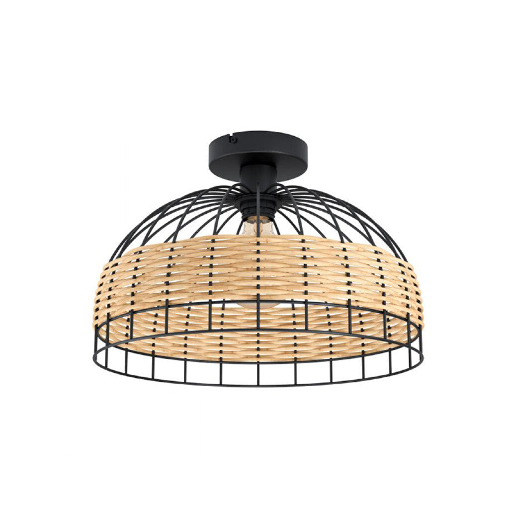 Aplique techo acero negro y ratán 1xE27 ANWICK - EG4073