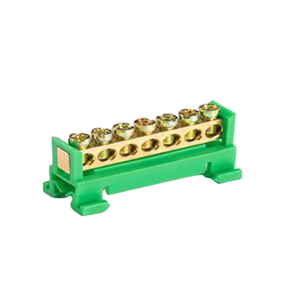 Barra de tierra p/riel din, verde, 63A - 7 x Ø9mm² - CE3105