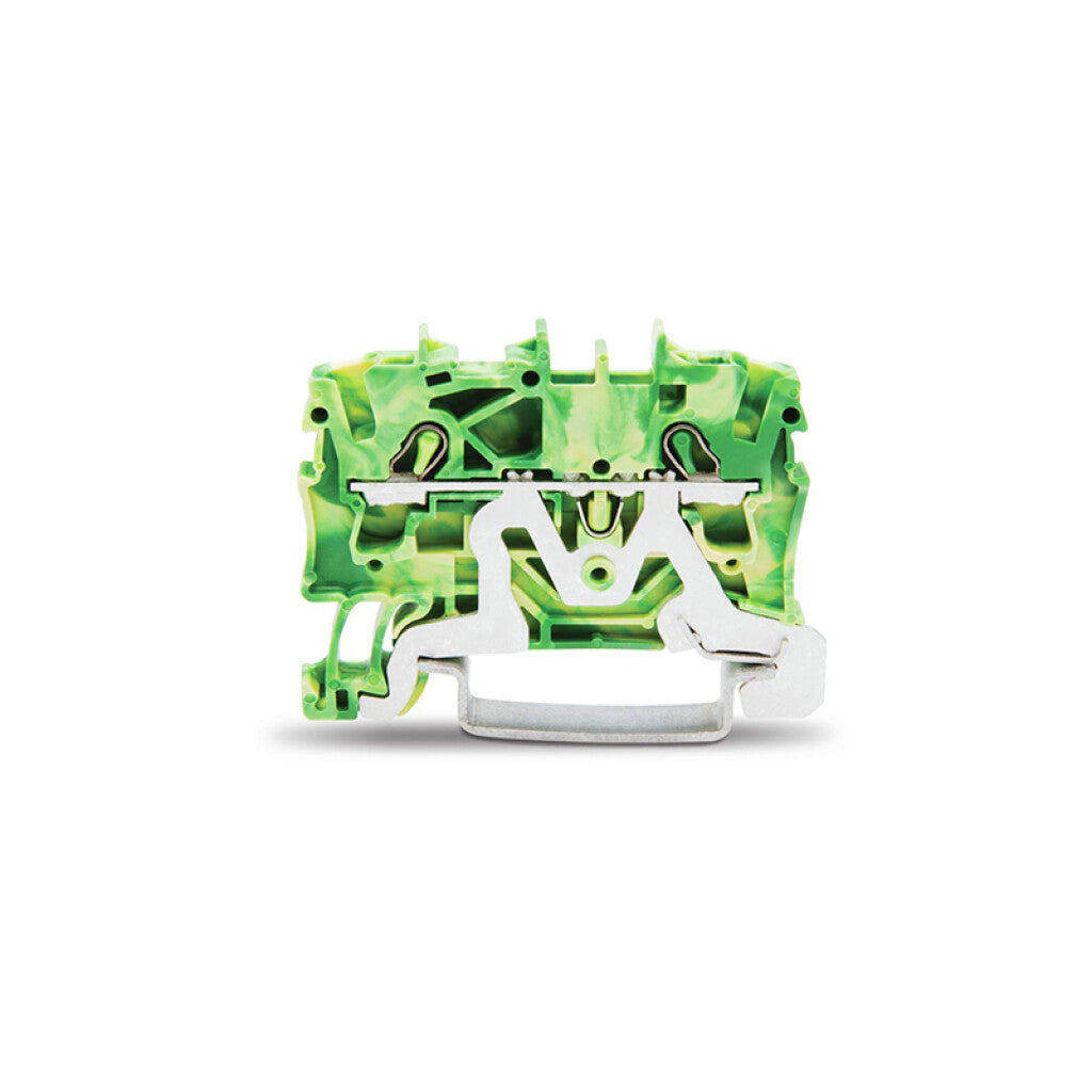 Borne tierra p/riel 2,5mm² verde/amarillo - WG0006