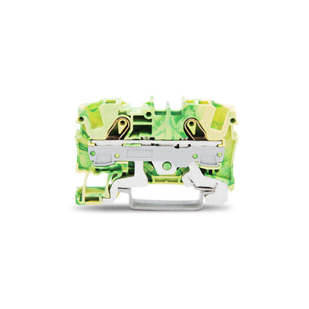 Borne tierra p/riel aislado 6mm² verde/amarillo - WG0025
