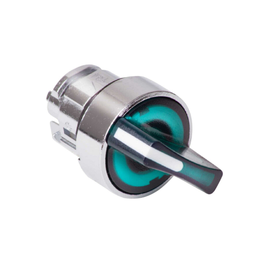 Cabezal selec. 2 pos. maneta corta verde ø22mm - TL5482