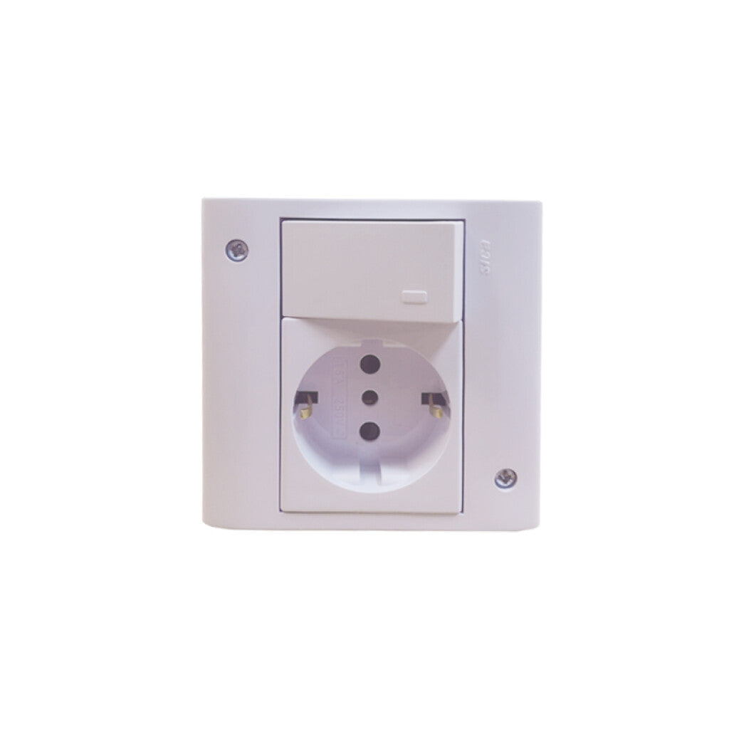 Caja 3 mód c/toma schuko + int.bipolar blanco puro - SK3492