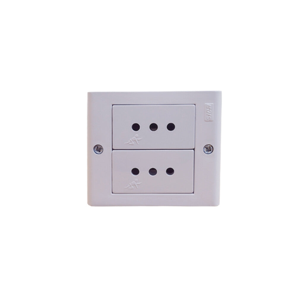 Caja c/ 2 tomas 3 en línea (2P+T) blanco puro Sica - SK3496