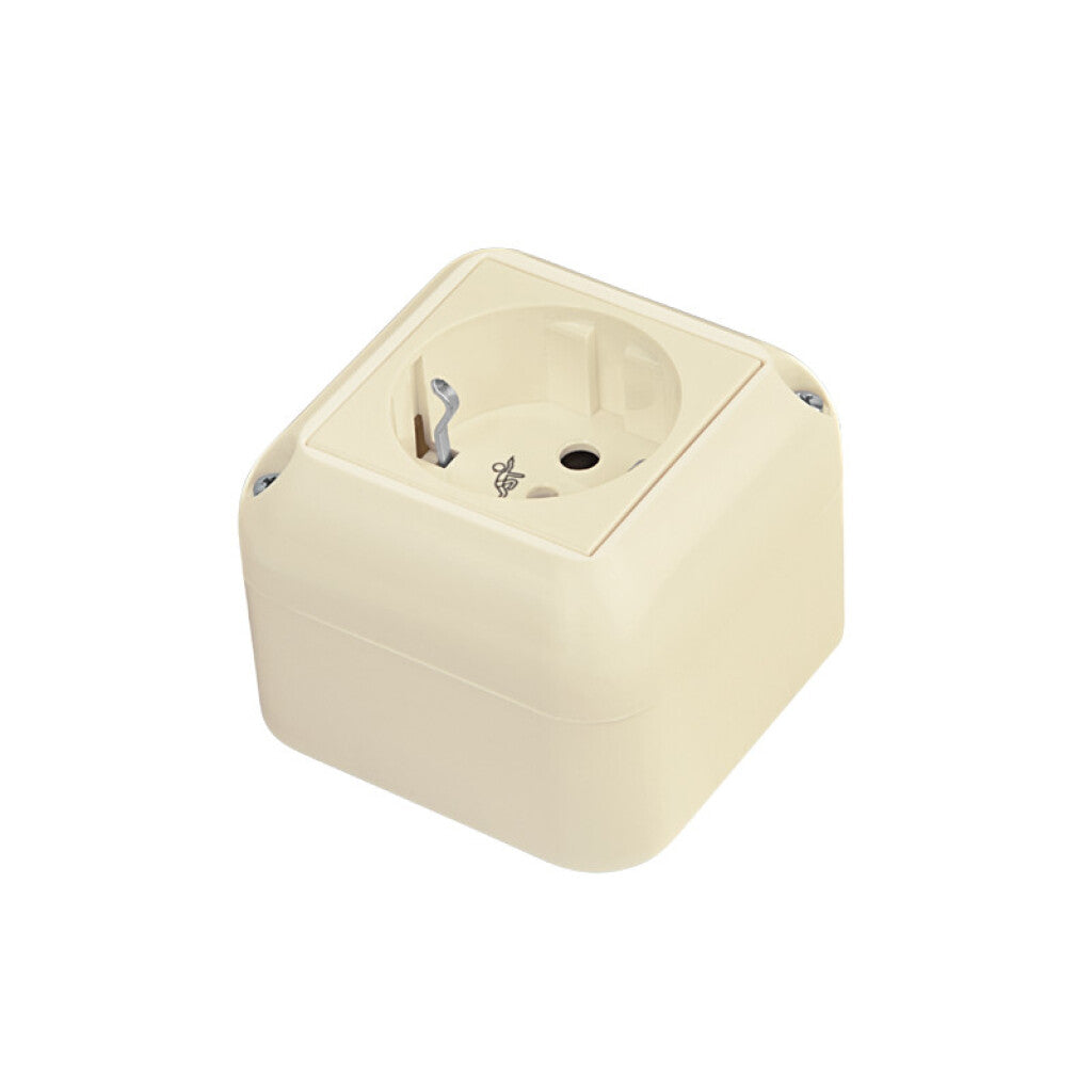 Caja ext c/ tomacorriente schuko 16A Presta marfil - C51966