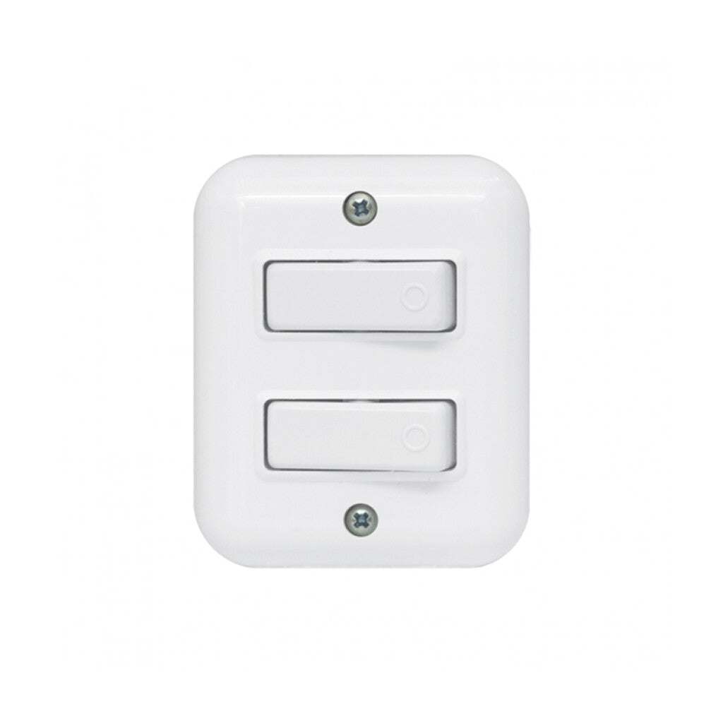 Caja exterior con 2 unipolares 10A blanco, Vulcano - M41122