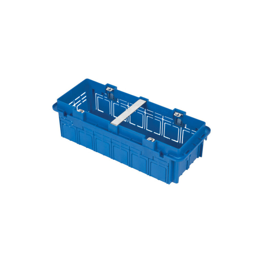 Caja plástica azul de embutir 2x8" (6 módulos) - C10217