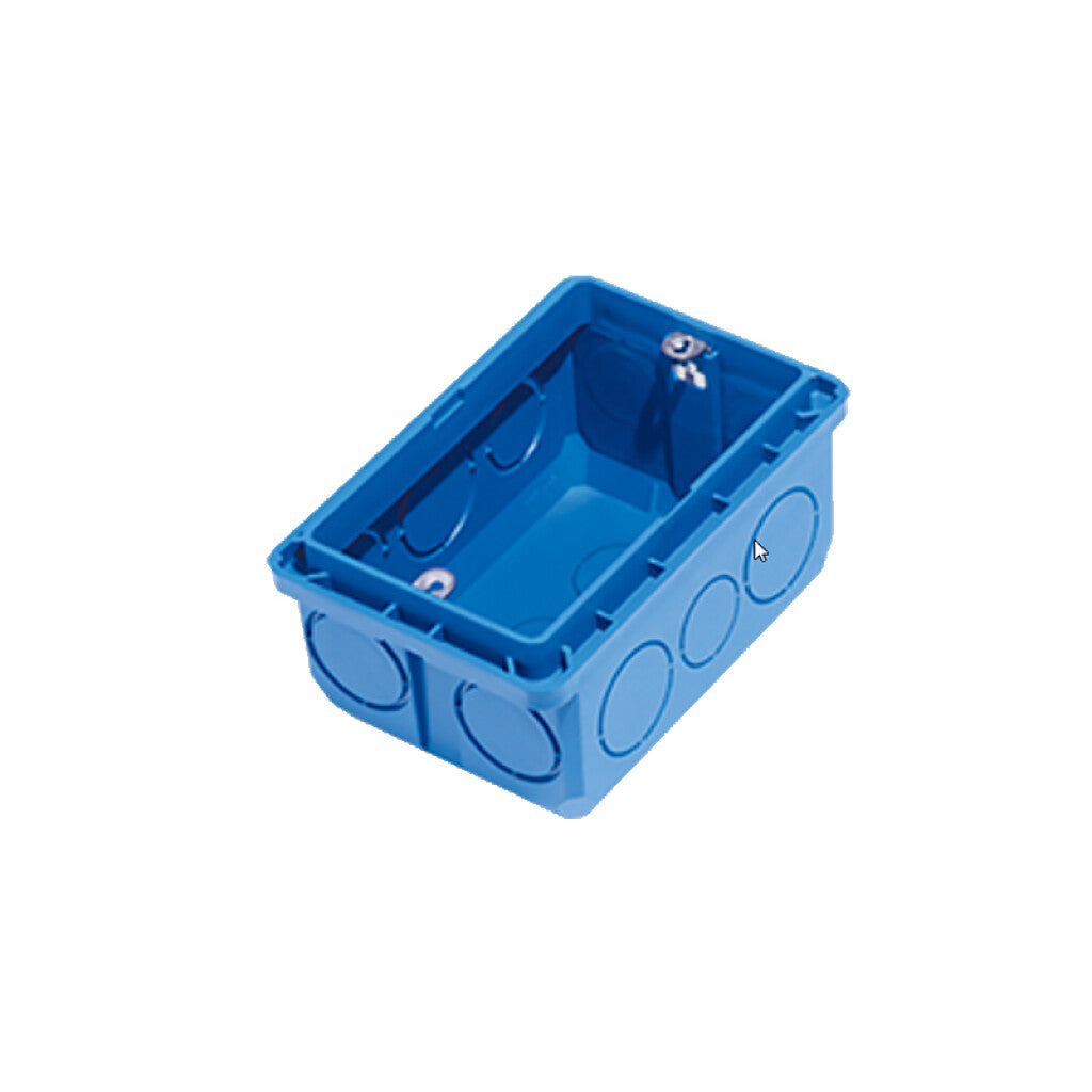 Caja plástica azul sin tapa 4-3 módulos para yeso - C10213