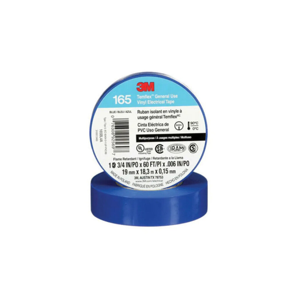 Cinta aislante Temflex 165 19mm x 18 mt. azul - T50043X
