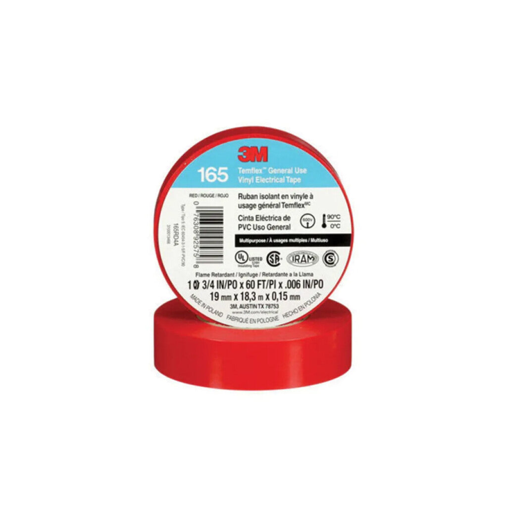 Cinta aislante Temflex 165 19mm x 18 mt. roja - T50048X