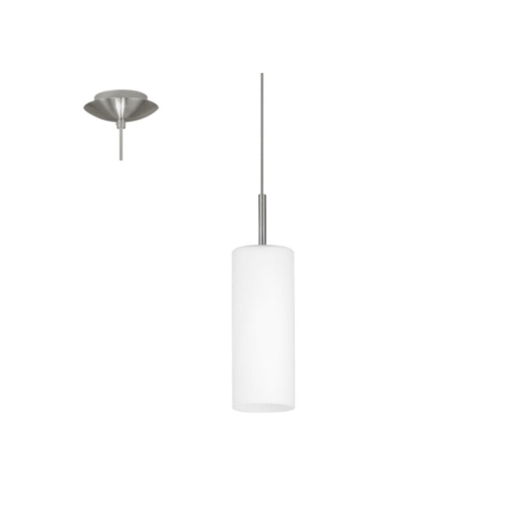 Colgante cilindro niquel/vidrio blanco 1XE27 TROY3 - EG0288