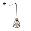 Colgante con reja negro y madera E27 Ø180 mm - IX9154