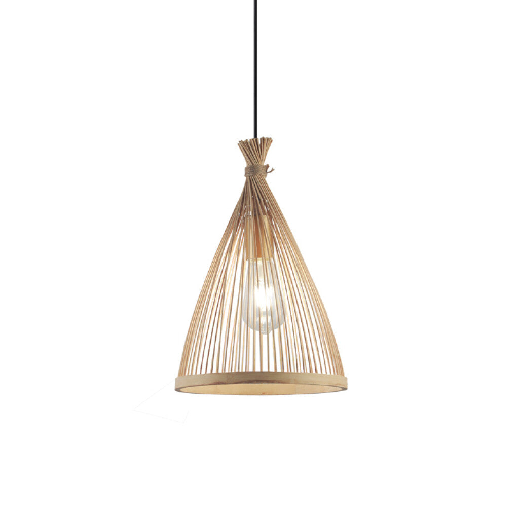 Colgante cónico de bambú E27 Ø250x370x1200mm - IX9500