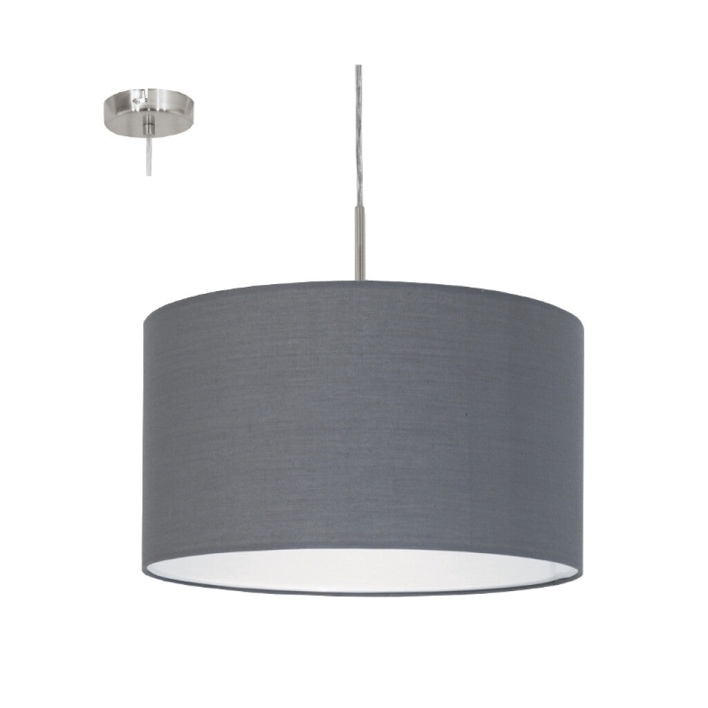 Colgante pantalla tela gris oscu 1XE27 Ø38 PASTERI - EG0251
