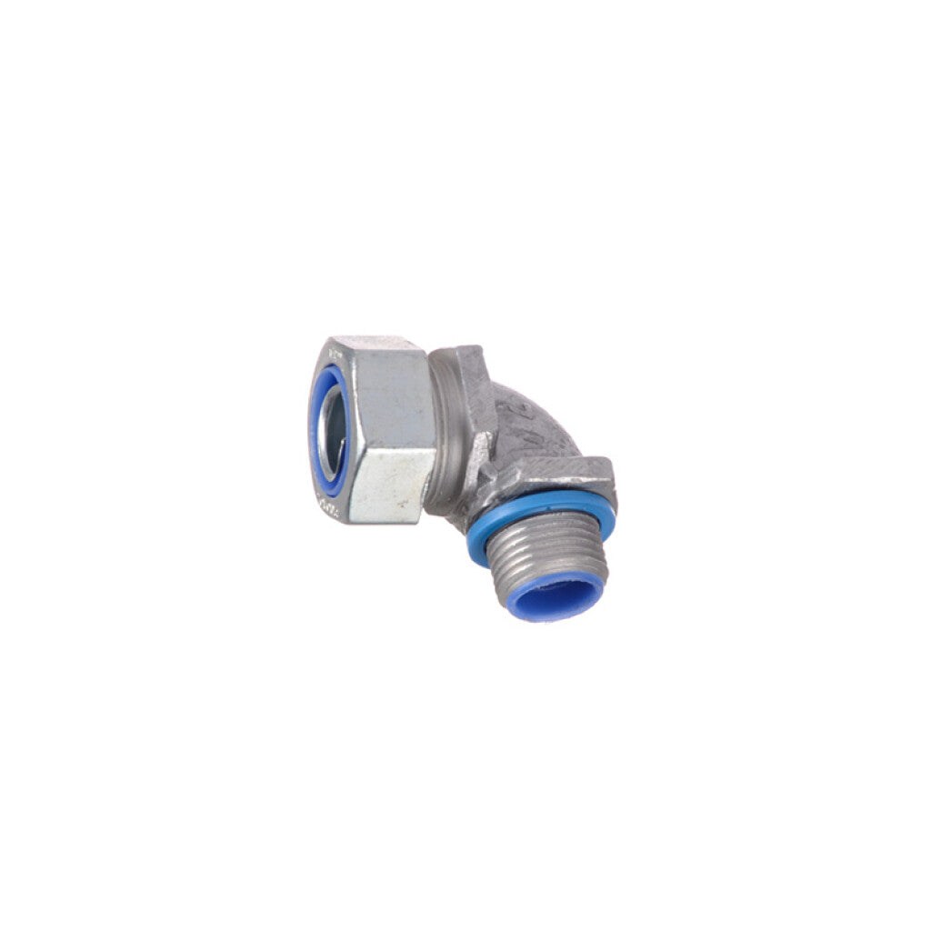 Conector a 90° Ø1/2" BSP p/caño acero flex. IP65 - ZO1835
