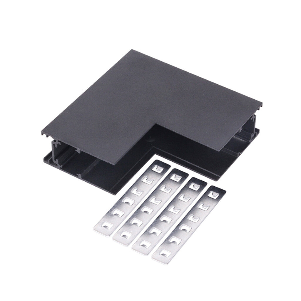 Conector en L vertical p/riel negro 100x100mm - IX4313