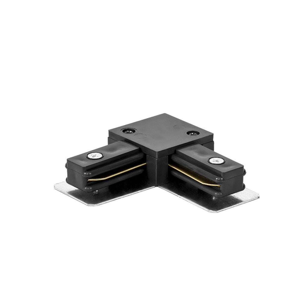 Conector tipo "L" para riel negro - MN1005