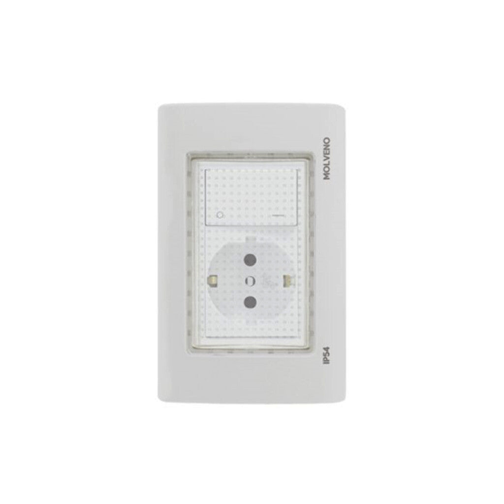 Conj. plaq. estanca con schucko y bipolar blanco - M47140