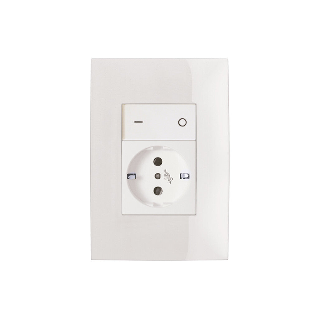 Conj. plaq. toma schuko c/ bipolar - Presta blanco - C51012