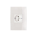 Conj. plaqueta c/toma schuko - Presta blanco - C51008