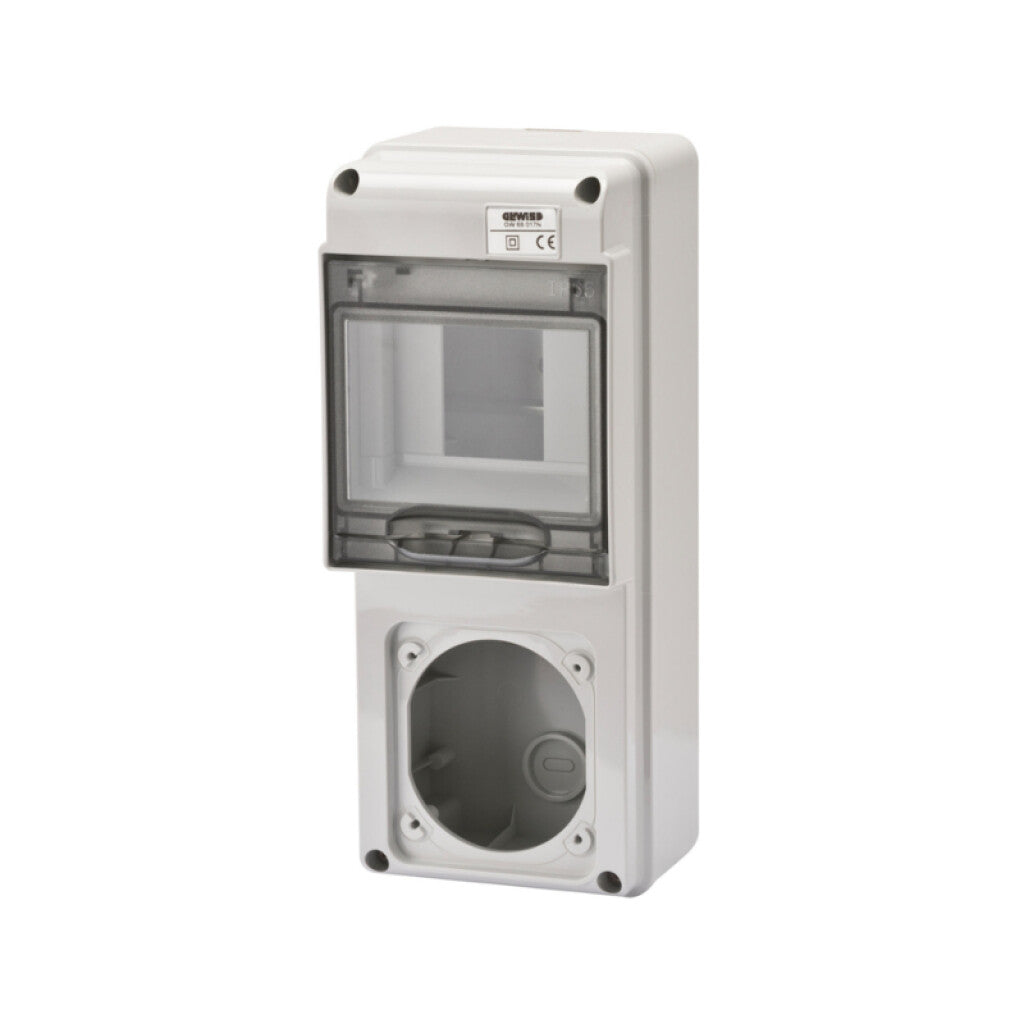 Cuadro din p/5 mód. din + 1 toma industrial 16A - GG8000