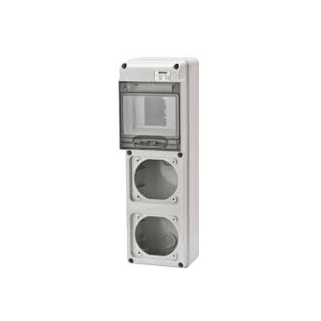 Cuadro din p/5 mód. din + 2 tomas industriales 16A - GG8018