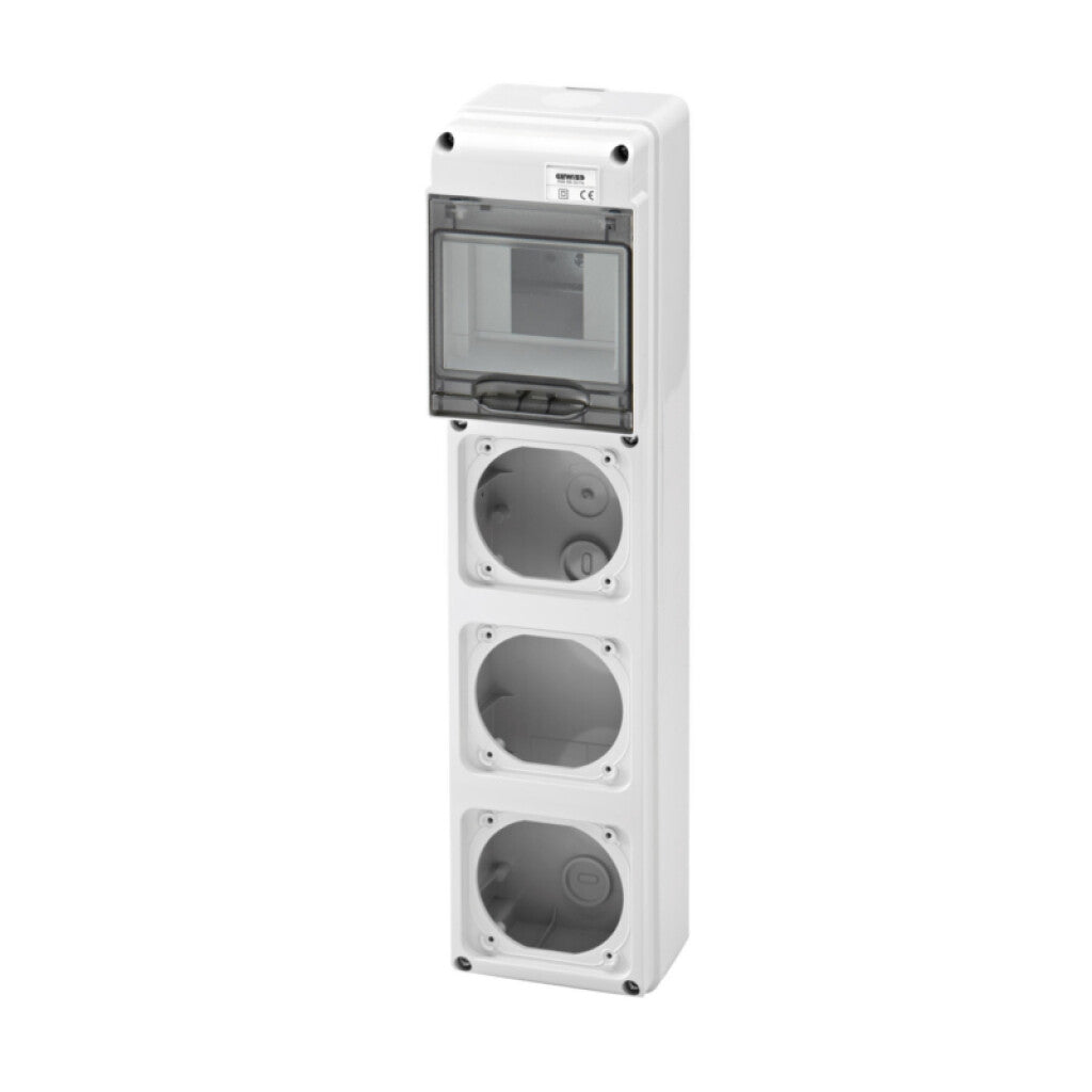 Cuadro din p/5 mód. din + 3 tomas industriales 16A - GG8001