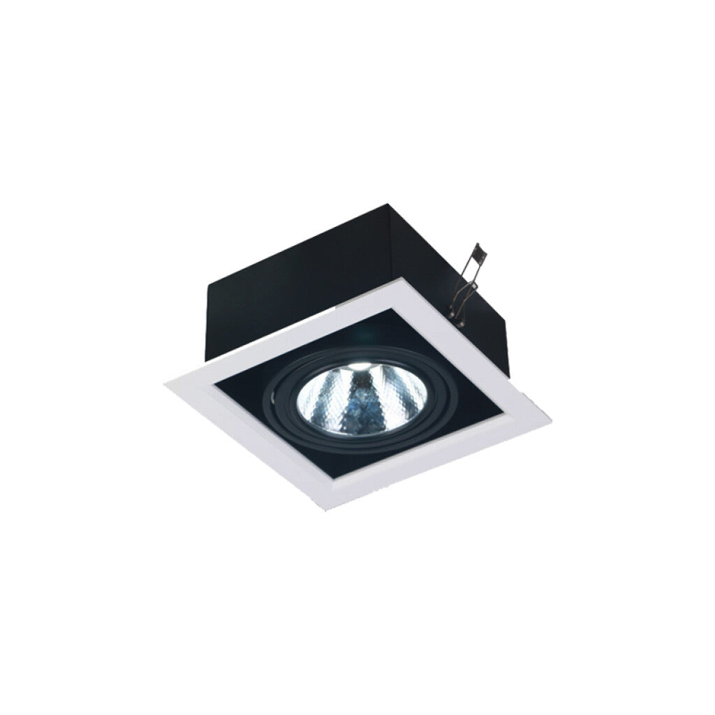 Downlight cuadrado marco blanco e int. negro AR111 - IX9370