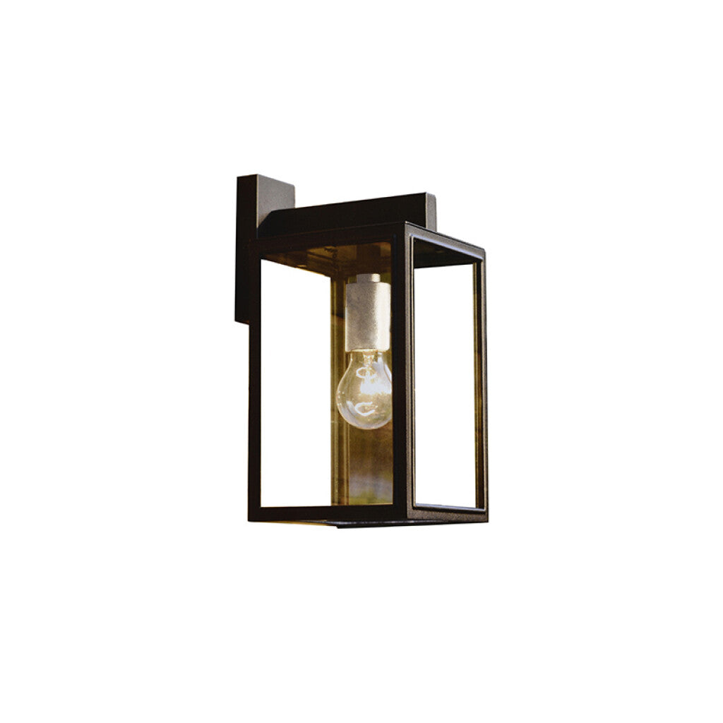 Farol pared exterior cubo metal negro y vidrio E27 - IX9840
