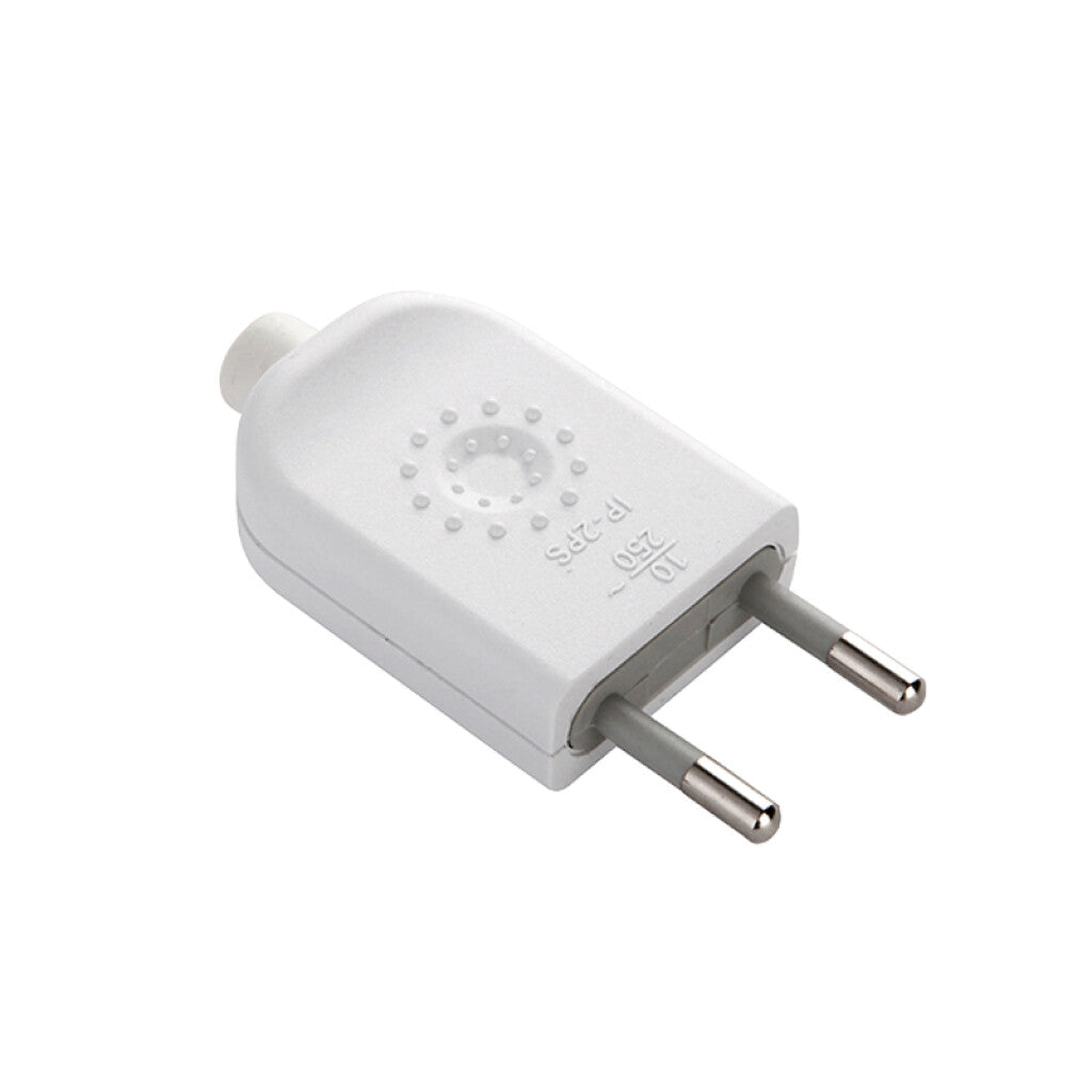 Ficha 2 polos s/tierra 10A, blanco - Electraline - M31159
