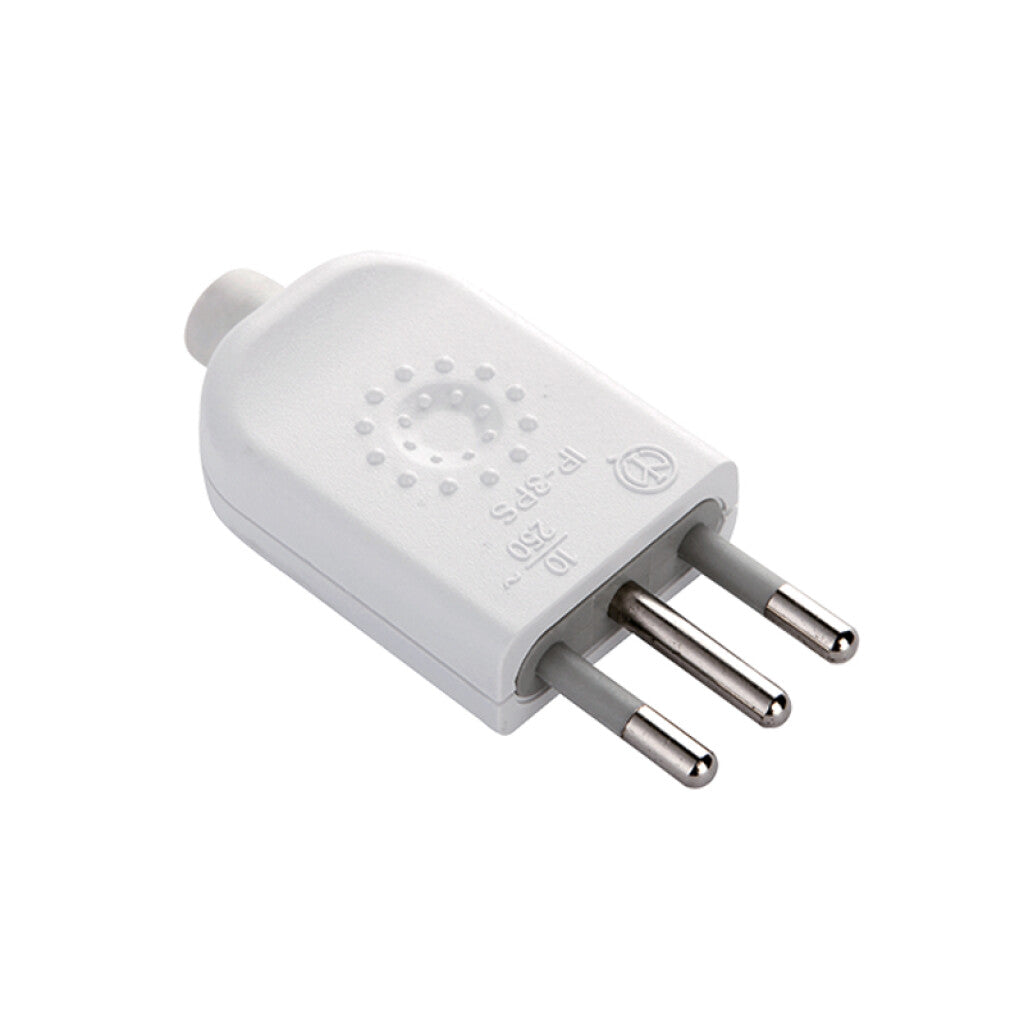 Ficha 3 en línea c/tierra 10A blanca - Electraline - M31153