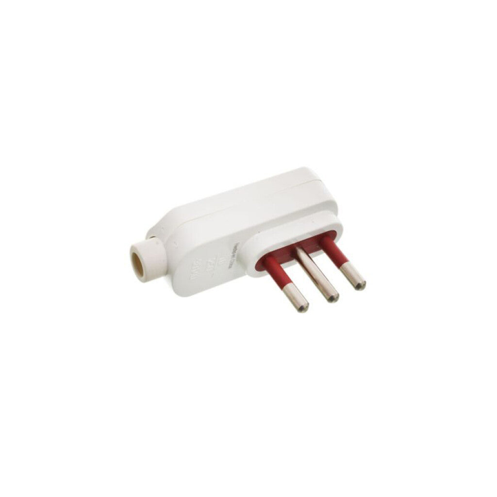Ficha 3 en línea c/tierra cable 90° blanca - C84510