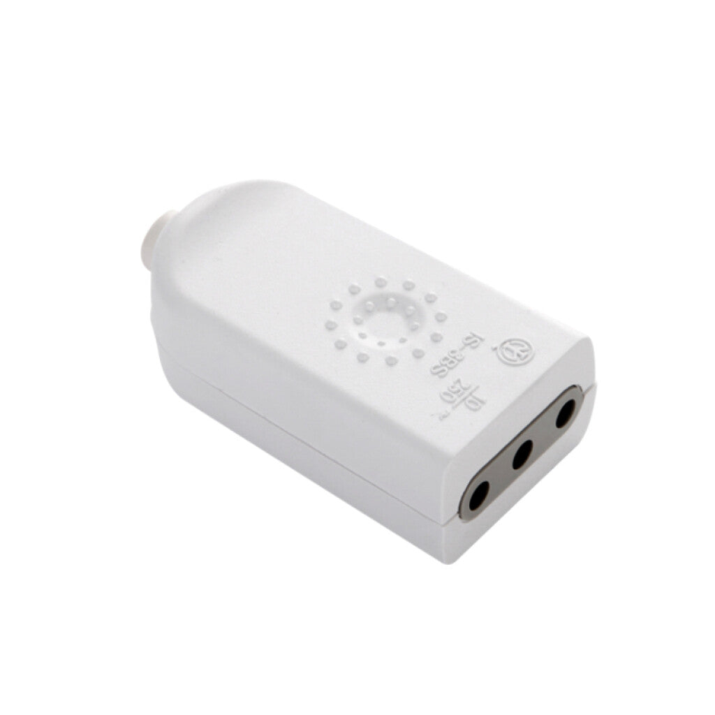 Ficha hembra 3 en línea 10A, blanca - Electraline - M31164