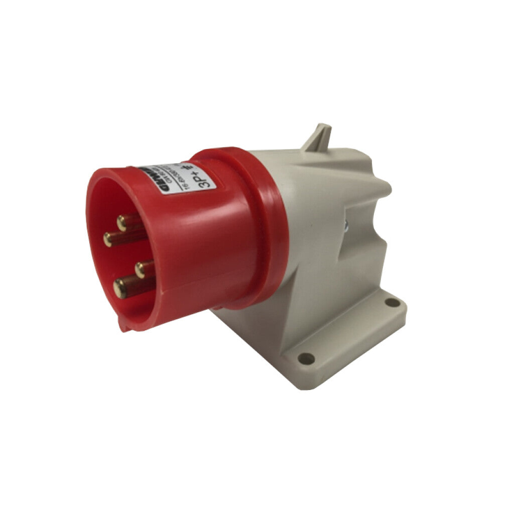 Ficha industrial 3P+T 16A 400V con base IP44 roja - GG0408